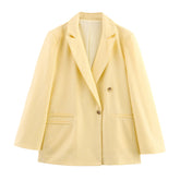 Spring And Autumn Linen Blended Minimalist Blazer - kinko